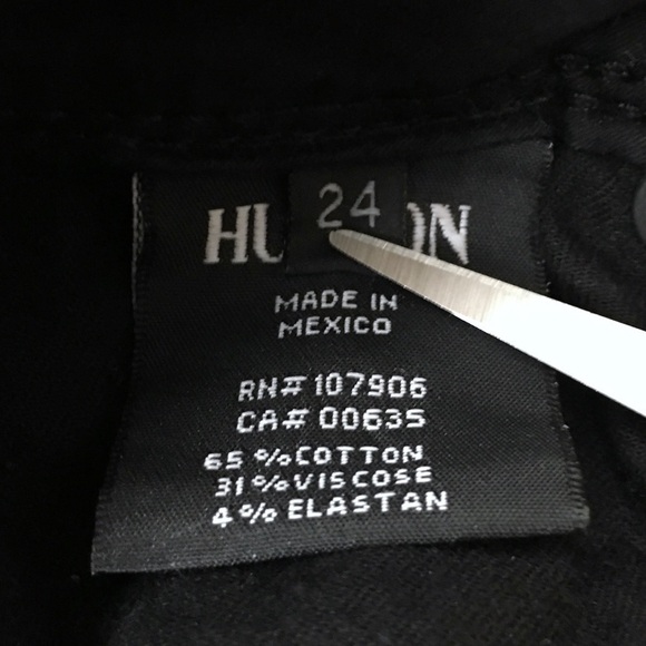 HUDSON Jeans Collin Skinny Slim Fit Flap Pockets Black Stretch Denim Size 24 - Picture 8 of 12